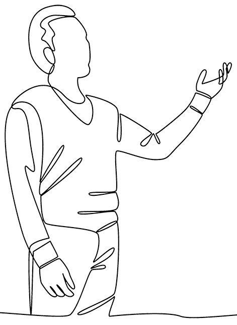 Man pointing to the text